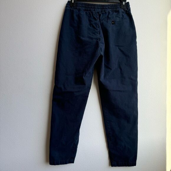 Mr Porter Mr P Straight Leg Cotton Blend Twill Drawstring Trousers Navy Size 34 - Picture 6 of 7